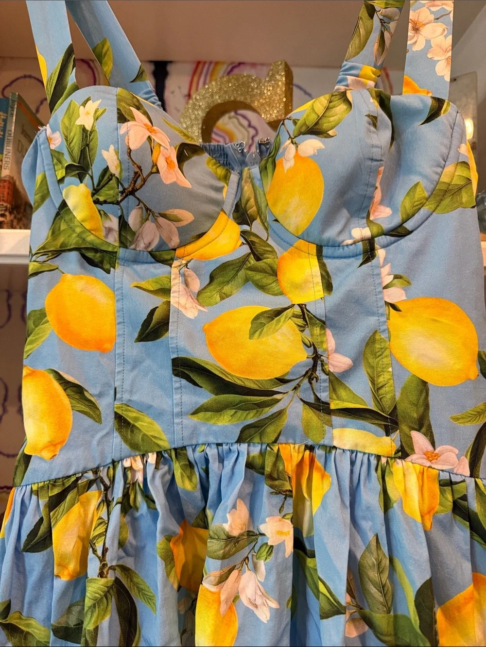 L'AGENCE Blue Lemon Print Mini Dress